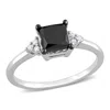 Mimi & Max 4/5ct Tdw Square Black And White Diamond Engagement Ring In 14k White Gold In Black