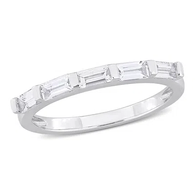 Mimi & Max 4/5ct Tgw Baguette-cut White Sapphire Anniversary Band In 10k White Gold In Silver