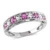 Mimi & Max 4/5ct Tgw Created Pink And Created White Sapphire Anniversary Band In Sterling Silver In Pink