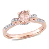 Mimi & Max 4/5ct Tgw Morganite 1/4ct Tdw Diamond Ribbon Engagement Ring 14k Rose Gold In Pink