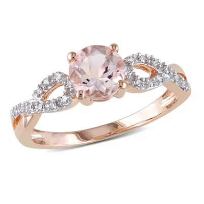 Mimi & Max 4/5ct Tgw Morganite And 1/10ct Tw Diamond Infinity Engagement Ring In 10k Rose Gold In Pink