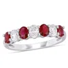 Mimi & Max 4/5ct Tgw Oval Ruby 1/2ct Tw Oval Diamond Semi-eternity Band 14k White Gold In Multi
