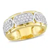 Mimi & Max 4/5ct Tw Moissanite Station Men's Ring In 2-tone Sterling Silver With Yellow Gold Plating In Multi