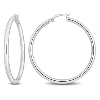 Mimi & Max 45x3mm Hoop Earrings In Sterling Silver In White