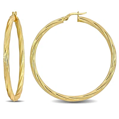 Mimi & Max 46.5mm Twisted Hoop Earrings In 14k Yellow Gold