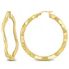 Mimi & Max 46x2.5mm Wave Hoop Earrings In Yellow Plated Silver In Gold