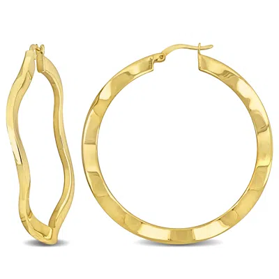 Mimi & Max 46x2.5mm Wave Hoop Earrings In Yellow Plated Silver In Gold
