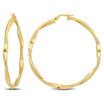 Mimi & Max 47mm Twisted Hoop Earrings In 10k Yellow Gold