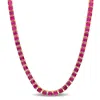Mimi & Max 48 1/2 Ct Tgw Created Ruby Tennis Necklace In Yellow Gold Plated Sterling Silver In Yellow