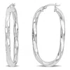 Mimi & Max 48x25mm Oval Twist Hoop Earrings In Sterling Silver In White