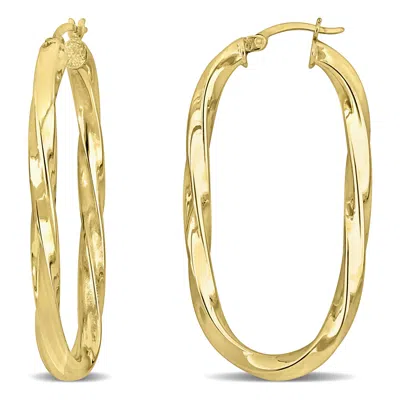 Mimi & Max 48x25mm Oval Twist Hoop Earrings In Yellow Plated Silver