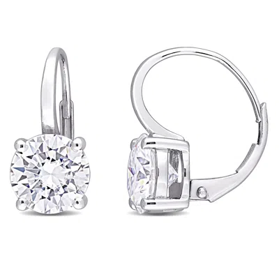 Mimi & Max 4ct Dew Created Moissanite Leverback Earrings In 14k White Gold In Silver