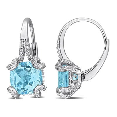 Mimi & Max 4ct Tgw Amethyst And White Topaz Leverback Earrings In Sterling Silver
