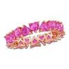 Mimi & Max 4ct Tgw Created Pink Sapphire Heart Eternity Ring In Rose Silver