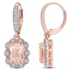 Mimi & Max 4ct Tgw Cubic Zirconia And Simulated Morganite Leverback Earrings In Rose Silver In Silver
