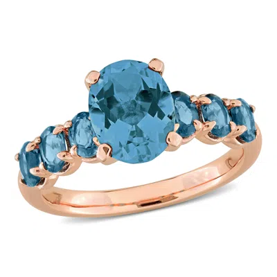 Mimi & Max 4ct Tgw London Blue Topaz Ring In Rose Plated Sterling Silver