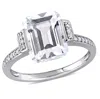 Mimi & Max 4ct Tgw White Topaz 1/10ct Tw Diamond Halo Engagement Ring Sterling Silver In White