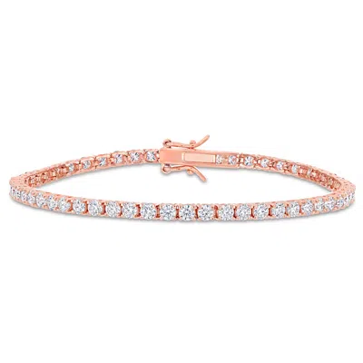 Mimi & Max 5 1/10 Ct Dew Created Moissanite Tennis Bracelet In Rose Gold Plated Sterling Silver In Pink