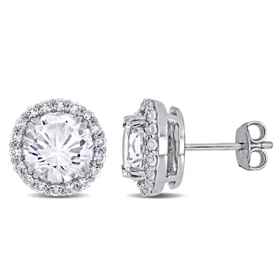Mimi & Max 5 1/2ct Tgw Created White Sapphire Halo Stud Earrings In Sterling Silver