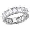 Mimi & Max 5 3/4ct Dew Emerald Cut Created Moissanite Eternity Ring 14k White Gold In Silver