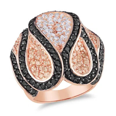 Mimi & Max 5 3/4ct Tgw Black And White Cubic Zirconia Ring Pink Silver In Multi