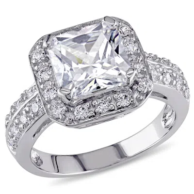 Mimi & Max 5 3/5ct Tgw Halo Octagon Shaped Radiant Cubic Zirconia Engagement Ring In Sterling Silver In White