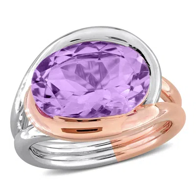 Mimi & Max 5 3/8ct Tgw Pink Amethyst Swirl Ring In Two-tone Sterling Silver