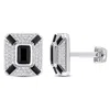 Mimi & Max 5-4/5ct Tgw Octagon And Baguette-cut Created Black Sapphire And White Sapphire Cufflinks In Sterling In Multi