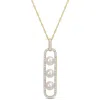 Mimi & Max 5-5.5mm Cultured Freshwater Pearl And 1/5ct Tdw Diamond Drop Pendant With Chain In 10k Yellow Gold In Multi