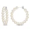 Mimi & Max 5-5.5mm Cultured Freshwater Pearl Hoop Earrings In Sterling Silver In White