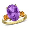 Mimi & Max 5 7/8ct Tgw Amethyst And Citrine Cocktail Ring In Yellow Plated Sterling Silver