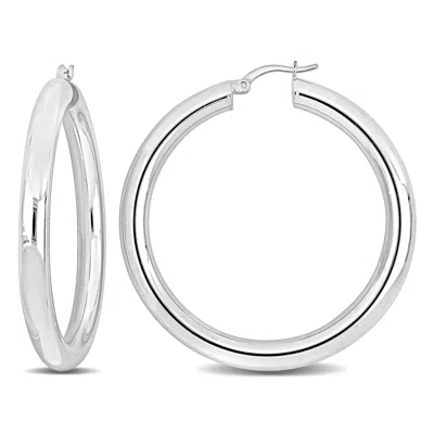 Mimi & Max 50x5mm Hoop Earrings In Sterling Silver