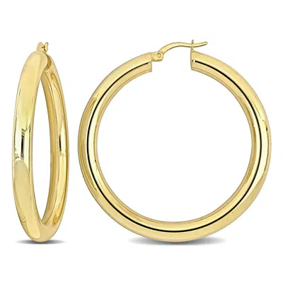 Mimi & Max 50x5mm Hoop Earrings In Yellow Plated Silver In Gold