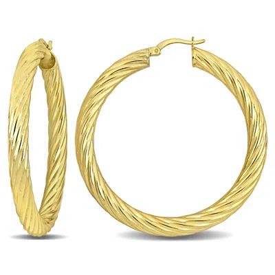Mimi & Max 50x5mm Twist Hoop Earrings In Yellow Plated Silver