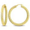 Mimi & Max 50x5mm Twist Hoop Earrings In Yellow Plated Silver In Gold