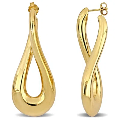 Mimi & Max 55 Mm Oval Twist Hoop Earrings In Yellow Plated Sterling Silver