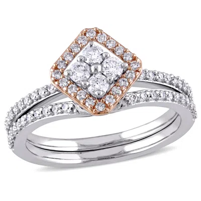Mimi & Max 5/8ct Tdw Diamond Vintage Bridal Set Two-tone 14k White Rose Gold