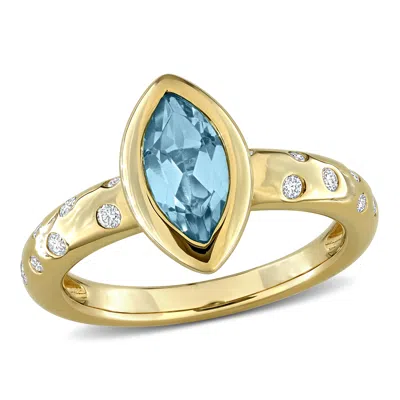 Mimi & Max 5/8ct Tgw Amethyst And 1/4ct Tw Diamond Ring In 10k Yellow Gold