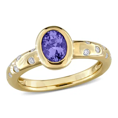 Mimi & Max 5/8ct Tgw Amethyst And 1/4ct Tw Diamond Ring In 10k Yellow Gold