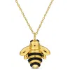 Mimi & Max 5/8ct Tgw Black Spinel Bee Necklace In Yellow Silver-17in In Black