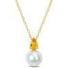 Mimi & Max 5/8ct Tgw Created Alexandrite Cultured Freshwater Pearl Necklace Yellow Silver