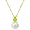 Mimi & Max 5/8ct Tgw Created Alexandrite Cultured Freshwater Pearl Necklace Yellow Silver
