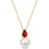 Mimi & Max 5/8ct Tgw Created Alexandrite Cultured Freshwater Pearl Necklace Yellow Silver