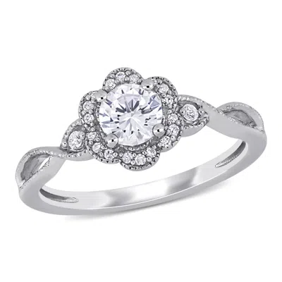 Mimi & Max 5/8ct Tgw Created White Sapphire 1/10ct Tw Diamond Ring Sterling Silver In Metallic
