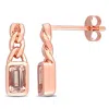 Mimi & Max 5/8ct Tgw Octagon-cut Morganite Twisted Earrings 14k Rose Gold In Gold
