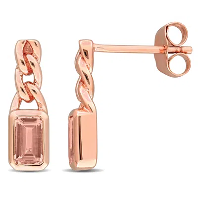 Mimi & Max 5/8ct Tgw Octagon-cut Morganite Twisted Earrings 14k Rose Gold