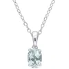 Mimi & Max 5/8ct Tgw Oval Aquamarine Solitaire Heart Design Pendant With Chain In Sterling Silver In Blue