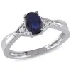Mimi & Max 5/8ct Tgw Oval Sapphire Ring With Diamonds 14k White Gold In Blue