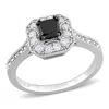 Mimi & Max 5/8ct Tw Black White Princess Diamond Engagement Ring 10k White Gold In Black