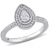 Mimi & Max 5/8ct Tw Pear Round-cut Diamond Halo Engagement Ring 14k White Gold In White